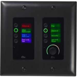 BSS Audio EC-8BV Dual-Gang Ethernet Wall Controller with LCD Screen, 8 Buttons, Volume Control - Black