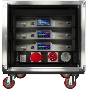 Crown Audio VRack 4 | Amplification System Rack with Three I-Tech 35000HD Amplifiers and Wheels