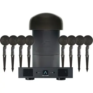 Sonance 93570 Garden Series 8.1 System (8 Outdoor Speakers + 10" In‑Ground Sub & DSP 2‑150 MKIII 2‑Ch Amp) – Dark Brown/Black.