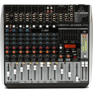 Behringer QX1222USB Mixer Audio 10 CH (6 Mono & 2 Stereo) w/ KLARK TEKNIK Multi-FX Processor USB Interface and Wireless Option