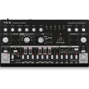Behringer TD3BK Synthesizer Analog Bass Line with VCO, VCF, 16-Step Sequencer, Distortion Effects and 16-Voice Poly Chain